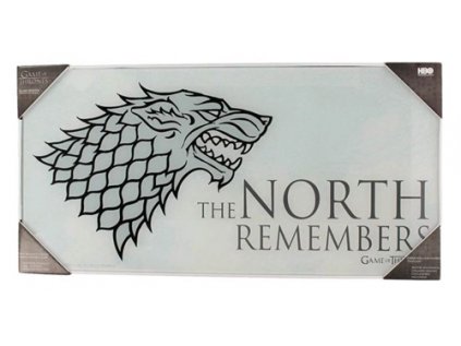 OBRAZ NA SKLE 50 x 25 cm  GAME OF THRONES|THE NORTH REMEMBERS
