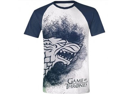 TRIČKO PÁNSKÉ/GAME OF THRONES  PAINTED STARK REGLAN/BÍLÉ