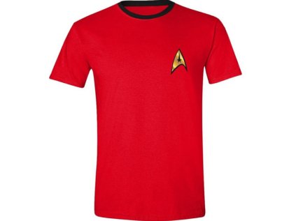 TRIČKO PÁNSKÉ/STAR TREK  SCOTTY UNIFORM/ČERVENÉ