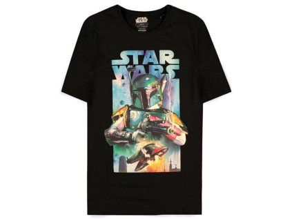 TRIČKO PÁNSKÉ|STAR WARS  BOBA FETT POSTER|ČERNÉ (2XL)
