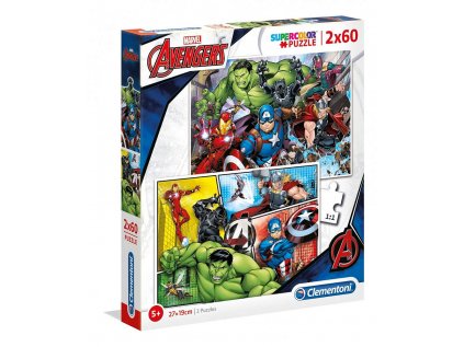 PUZZLE 2 V 1 60 DÍLKŮ|MARVEL  AVENGERS COMICS ICONS|27 x 19 cm