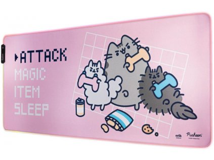 PODLOŽKA HERNÍ|PUSHEEN  ATTACK|LED OSVĚTLENÍ|90 x 40 cm