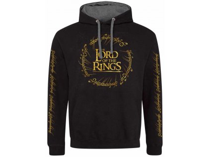 MIKINA PÁNSKÁ|LORD OF THE RINGS  GOLD FOIL LOGO|ČERNÁ