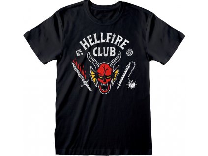 TRIČKO PÁNSKÉ|STRANGER THINGS  HELLFIRE CLUB LOGO|ČERNÁ