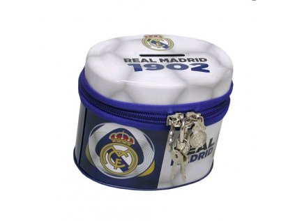 POKLADNIČKA|REAL MADRID FC  PVC|OVÁL|SE ZIPEM|MODRÁ|12 x 11 cm