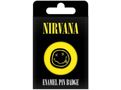 ODZNÁČEK SE ŠPENDLÍKEM|NIRVANA  SMILEY|3 x 3 cm