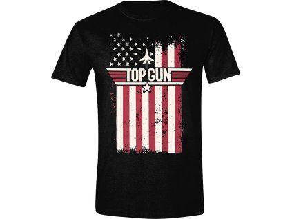 TRIČKO PÁNSKÉ/TOP GUN  DISTRESSED FLAG/ČERNÉ