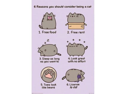 PLAKÁT 61 x 91,5 cm  PUSHEEN|6 REASONS TO BE A CAT