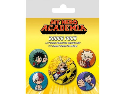 PLACKY|ODZNAKY|SET 5 KUSŮ  MY HERO ACADEMIA (2,5 cm|3,8 cm)