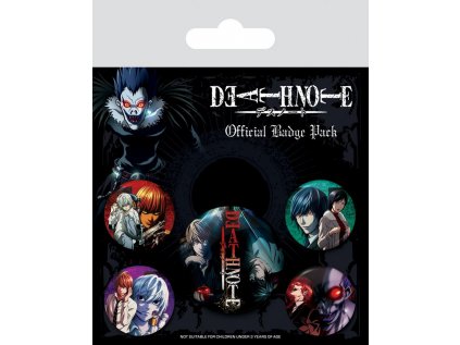 PLACKY|ODZNAKY|SET 5 KUSŮ  DEATH NOTE|FATE (2,5 cm|3,8 cm)