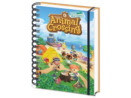 BLOK|ZÁPISNÍK A5|KROUŽKOVÁ VAZBA  ANIMAL CROSSING|NEW HORIZONS