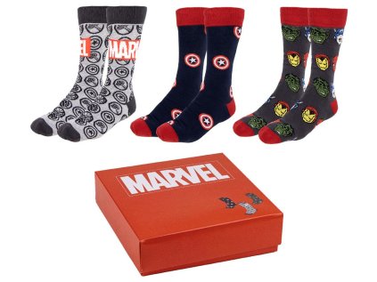 PONOŽKY PÁNSKÉ|SET 3 PÁRŮ  MARVEL|AVENGERS|EU 36-41