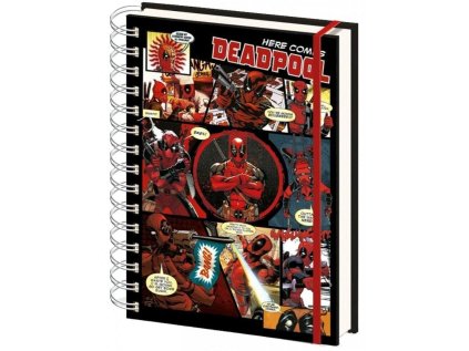 BLOK|ZÁPISNÍK A5|KROUŽKOVÁ VAZBA  WIRO|MARVEL|DEADPOOL|COMICS COLAGE