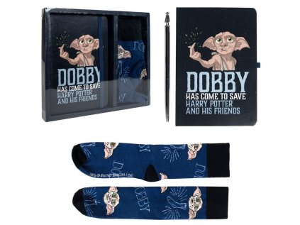 DÁRKOVÝ SET A5 BLOK|HARRY POTTER  DOBBY|S PROPISKOU A PONOŽKAMI