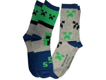 PONOŽKY DĚTSKÉ|SET 2 PÁRŮ  MINECRAFT|CREEPER ICONS (EU 19-20)