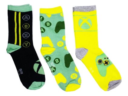 PONOŽKY DĚTSKÉ|SET 3 PÁRŮ  XBOX|BUTTONS AND ICONS (EU 35-38)