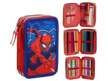 POUZDRO ŠKOLNÍ|MARVEL|SPIDER-MAN  TROJDÍLNÉ|43 POLOŽEK|13 x 20 x 7 cm