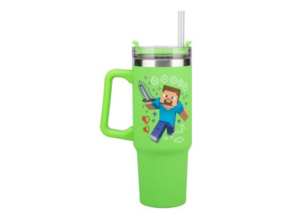 HRNEK CESTOVNÍ S VÍČKEM A BRČKEM  900 ml|MINECRAFT|STEVE
