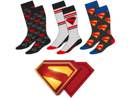 PONOŽKY PÁNSKÉ|SET 3 PÁRŮ|DC COMICS  SUPERMAN|VELIKOST EU 38-45