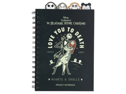 BLOK|ZÁPISNÍK A5|KROUŽKOVÁ VAZBA  NIGHTMARE BEFORE CHRISTMAS|LOVE