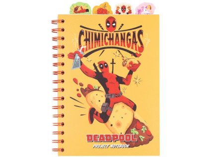 BLOK|ZÁPISNÍK A5|KROUŽKOVÁ VAZBA  MARVEL|DEADPOOL|CHIMICHANGAS