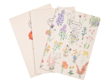 BLOK|SEŠIT A5 SET3|BOTANICALS  WILD FLOWERS|14,8 x 21 cm