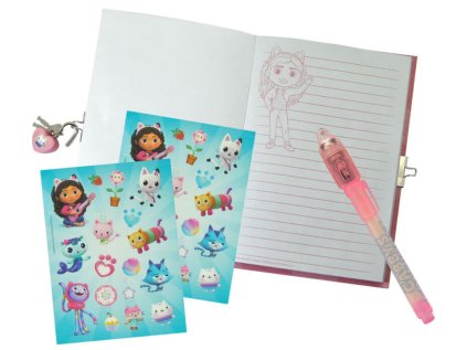 BLOK|ZÁPISNÍK SET3|GABBYS DOLLHOUSE  BLOK-SVÍTÍCÍ PROPISKA-SAMOLEPKY