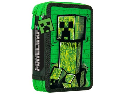 POUZDRO ŠKOLNÍ|MINECRAFT  CREEPER|DVOJDÍLNÉ|14 x 20 x 5 cm