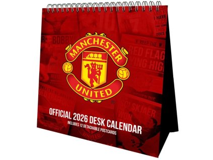 KALENDÁŘ 2026 STOLNÍ|FOTBAL  FC MANCHESTER UNITED (16 x 17,5 cm)