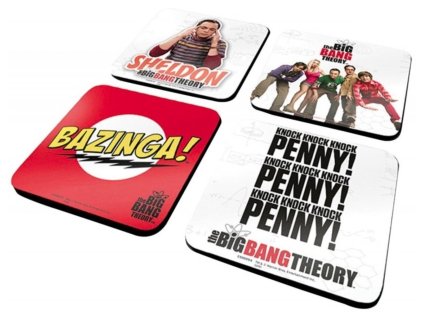 TÁCKY POD SKLENICE|BALENÍ 4 KUSŮ  BIG BANG THEORY|10 x 10 cm