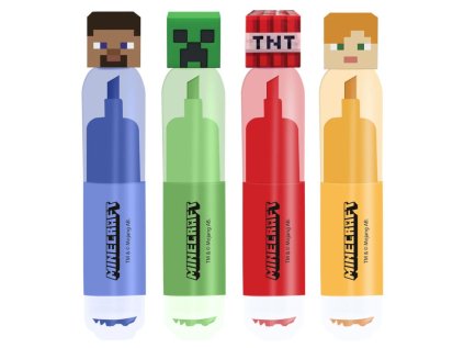 ŠKOLNÍ POMŮCKY SET|MINECRAFT  CHARACTERS|SET 4 KUSŮ ZVÝRAZŇOVAČŮ