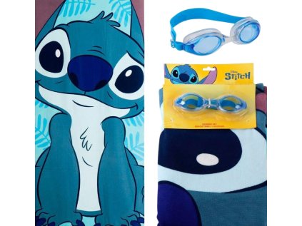 RUČNÍK OSUŠKA SET2|DISNEY  STITCH|RUČNÍK-PLAVECKÉ BRÝLE