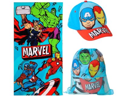 RUČNÍK OSUŠKA SET3|MARVEL|AVENGERS  RUČNÍK-GYM BAG-KŠILTOVKA
