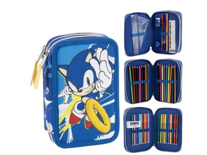 POUZDRO ŠKOLNÍ|SONIC  TROJDÍLNÉ|22,5 x 11,5 x 2 cm