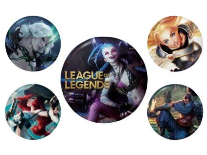 PLACKY|ODZNAKY|SET 5 KUSŮ  LEAGUE OF LEGENDS|CHAMPIONS