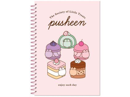 BLOK|ZÁPISNÍK A5|KROUŽKOVÁ VAZBA  WIRO|PUSHEEN|ENJOY EACH DAY