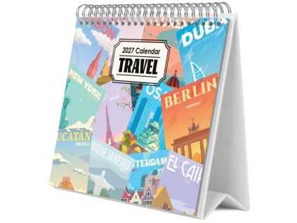 KALENDÁŘ 2027 STOLNÍ|CESTOVÁNÍ  TRAVEL (20 x 17 cm)