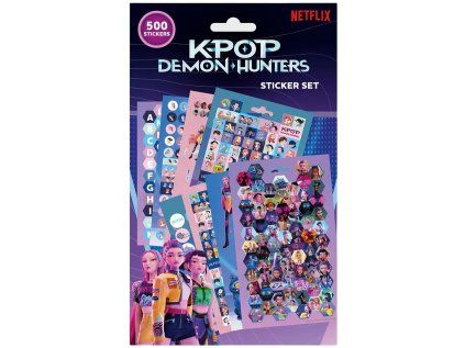 NÁLEPKY SET 8 LISTŮ|K-POP  DEMON HUNTERS|500 KS SAMOLEPEK