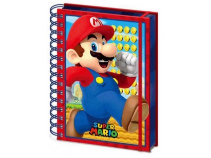 BLOK|ZÁPISNÍK A5|KROUŽKOVÁ VAZBA  WIRO|3D SUPER MARIO|PROMĚŇOVACÍ