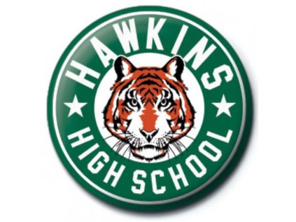PLACKA|ODZNAK PRŮMĚR 25 mm  STRANGER THINGS|HAWKINS HIGH SCHOOL