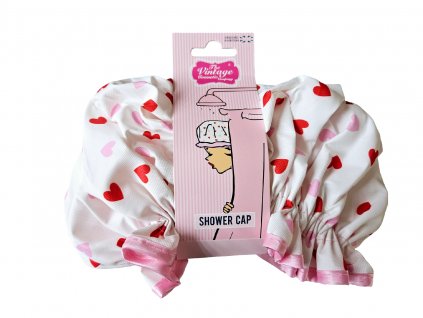 The Vintage Cosmetics Company Shower Cap - čepice srdíčka