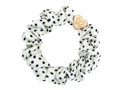 byEloise london gold heart silk scrunchie polka dot