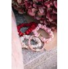 By Eloise Gold Heart Silk Scrunchie - Burgundy