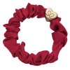 By Eloise Gold Heart Silk Scrunchie - Burgundy