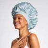 adjustable oversized satin bonnet haze blue