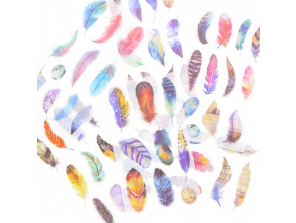 Samolepky - Colored Feathers, 6 archů