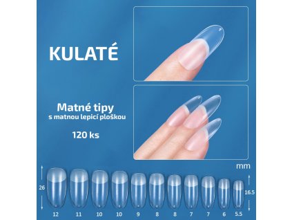 Kulaté - matné tipy na nehty; 120 ks