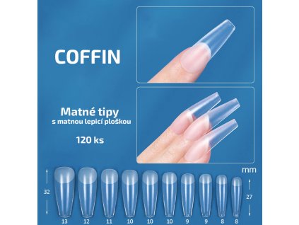 Coffin - matné tipy na nehty; 120 ks