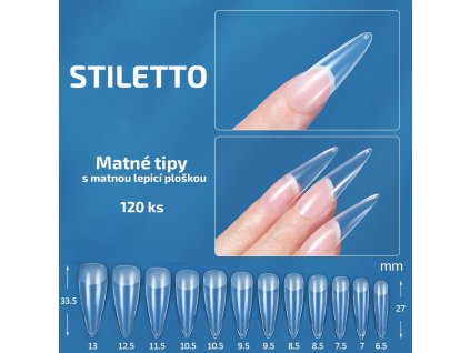 Stiletto - matné tipy na nehty; 120 ks