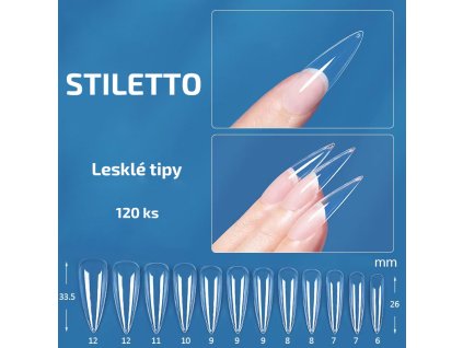 Stiletto - lesklé tipy na nehty; 120 ks